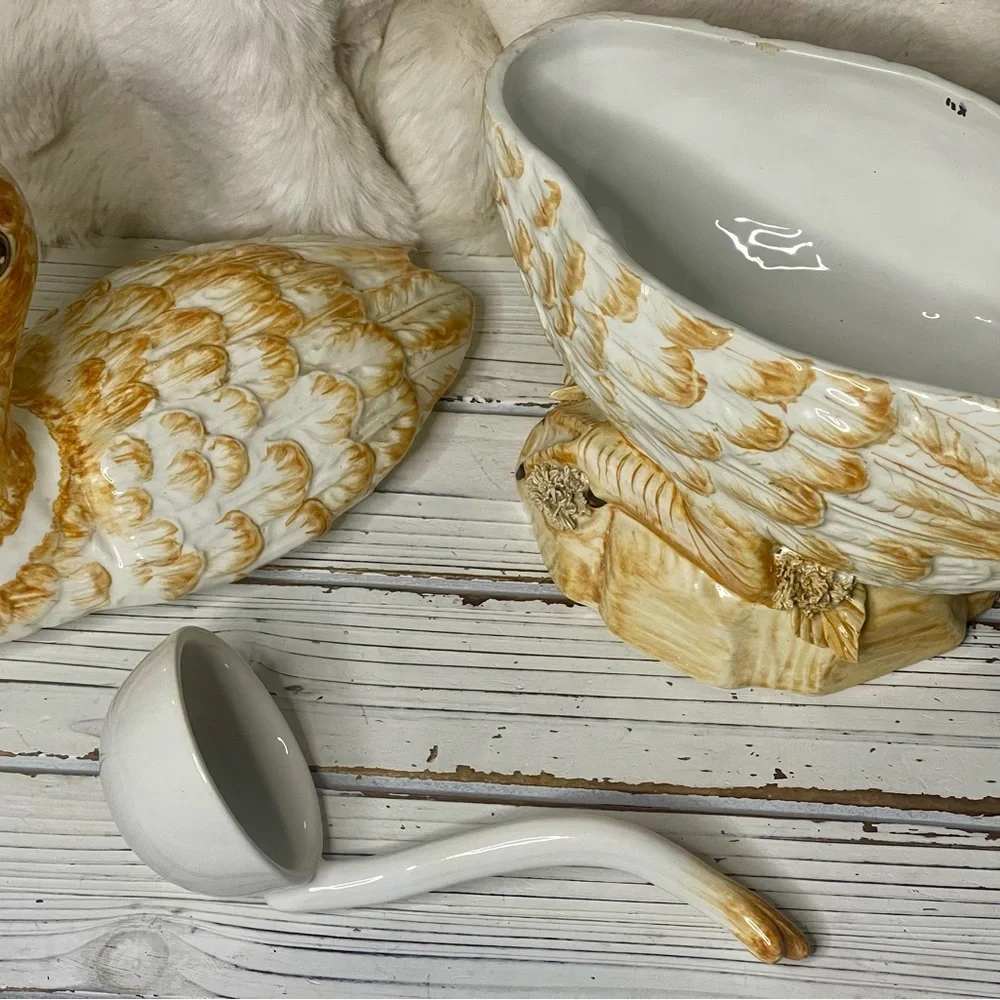 Vintage Jay Willfred NY Italian Art Majolica Duck Tureen Ladle‎ Soup Casserole